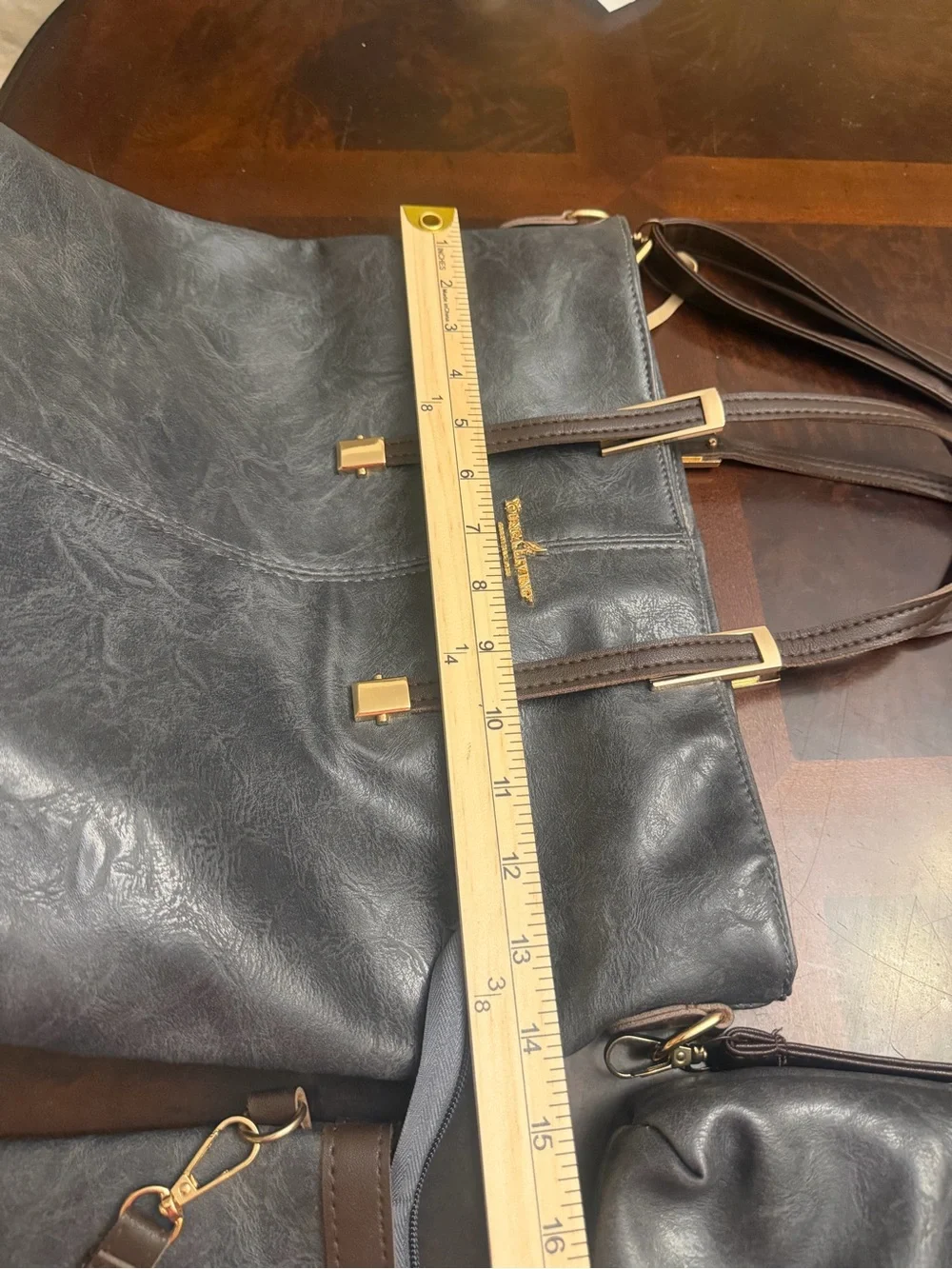 Young Living Black Leather Tote with Matching Pouches